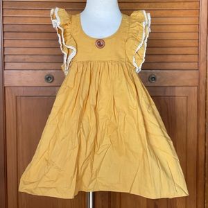 Molly Moo | Mustard Ruffle Shoulder Dress | 5